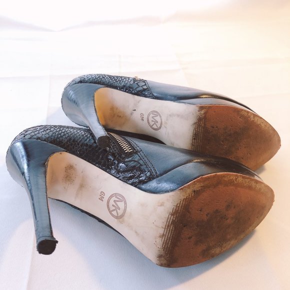 Michael Kors York Leather & Python Heeled Booties - Picture 4 of 5